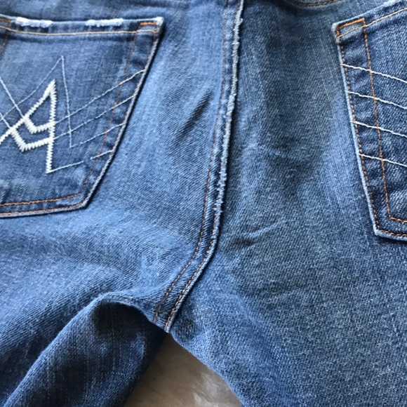 7FAM MEDIUM WASH A POCKET WHITE STICH JEANS SZ 29 - Picture 8 of 16